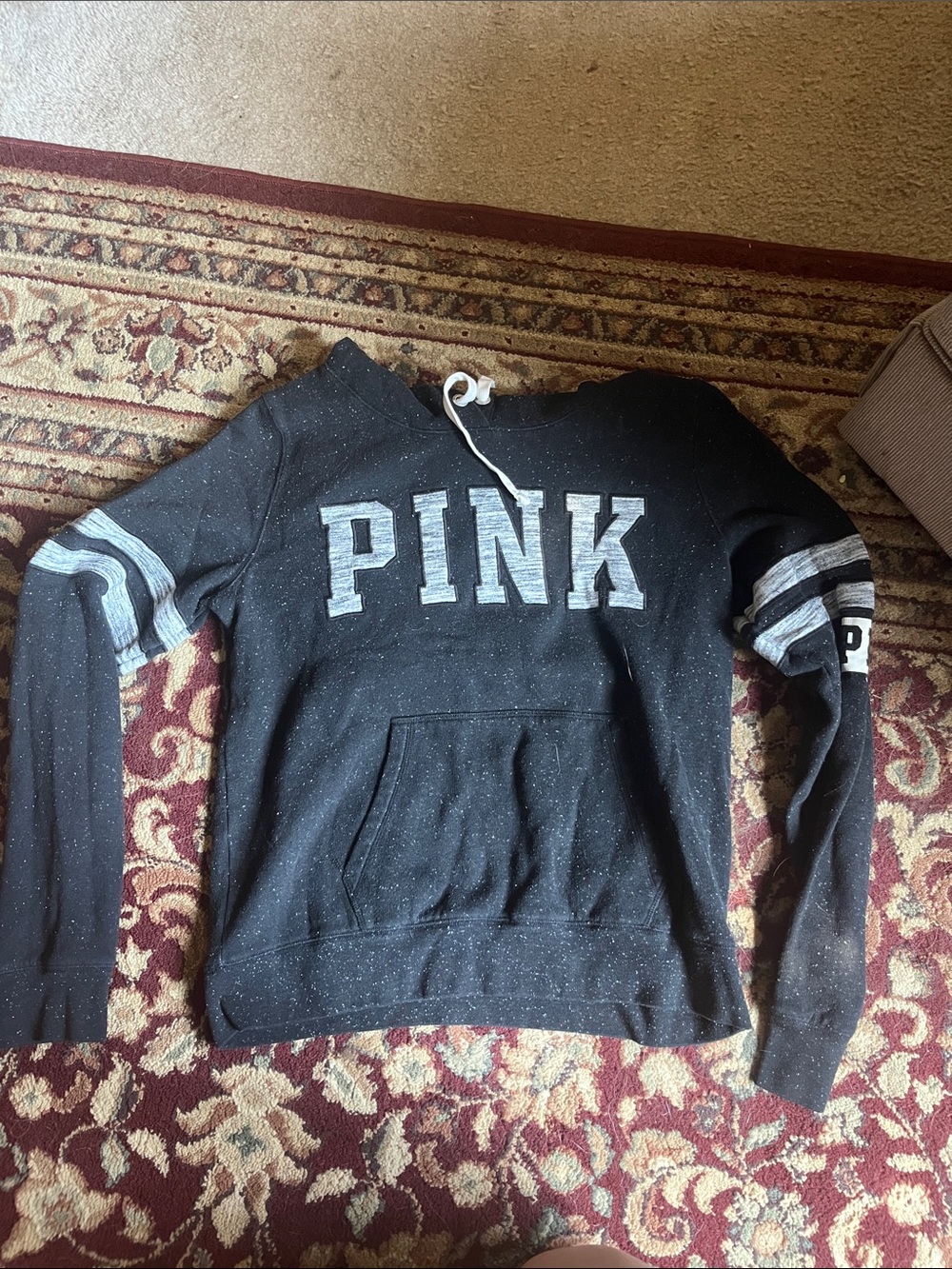 PINK Victoria's Secret Black Crewneck Sweatshirt with Gray Lettering